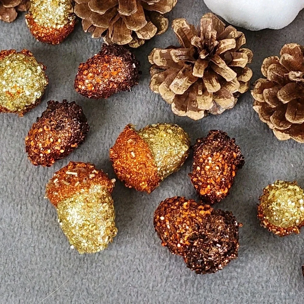Fall Thanksgiving Bowl Filler Table Scatter Pumpkins Acorns Pinecones 35 Pc NEW